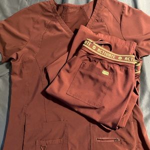 Med Couture Activate scrub set. Color is Maroon